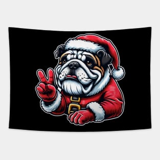 Bulldog as Santa on Christmas Tapestry