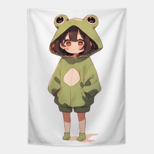 Chibi Anime Style Frog Girl Tapestry