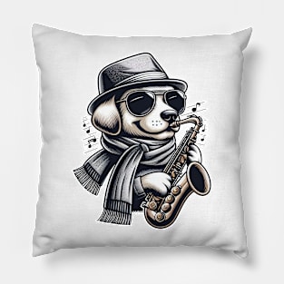 Dog Playing Saxophone Cute Graphic Tees Men Women Boys Pillow