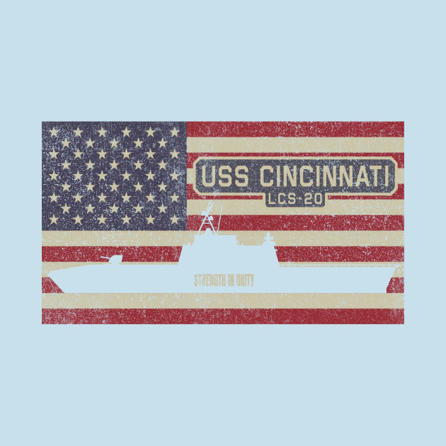 Discover USS Cincinnati LCS-20 Independence-class Littoral Combat Ship Vintage USA American Flag Gift - Uss Cincinnati Lcs 20 Ship Gift - T-Shirt