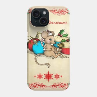 Love, Joy, PIE! Merry Christmas! Cute mouse illustration Phone Case