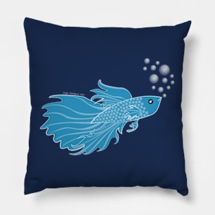 Darker Blue Beta Fish Making a Bubble Nest Pillow