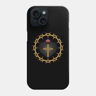 The cross of Jesus framed with a crown of thorns. Phone Case