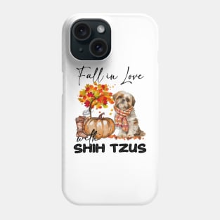 Fall In Love With Shih Tzus Fall Pumpkin Thanksgiving Phone Case