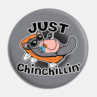 Funny Cute Chinchilla Chilling Cool Summer Beach Slogan Meme Pin