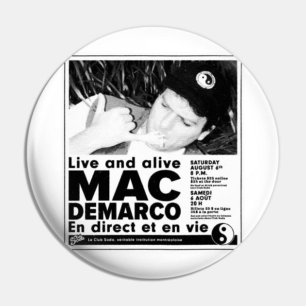 Mac Demarco Montréal Tour Poster Pin by SOMASHIRTS