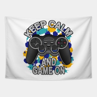 Keep Calm And Game On - Game Controller Tapestry