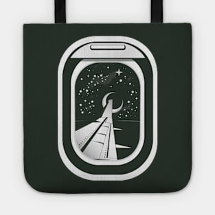 Plane window seat with midnight sky Tote