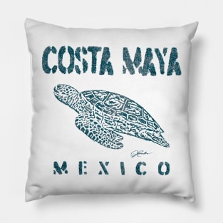 Costa Maya, Mexico, Gliding Sea Turtle Pillow