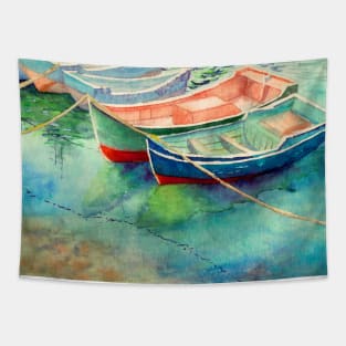 Boats in a Bay Tapestry