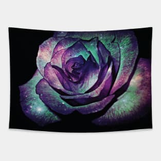 Floral Glitter Galaxy Purple Blue and Pink Rose Flower from Beautiful Blooming Botanical Garden in Nature with Minimal Style during Spring Summer Tapestry