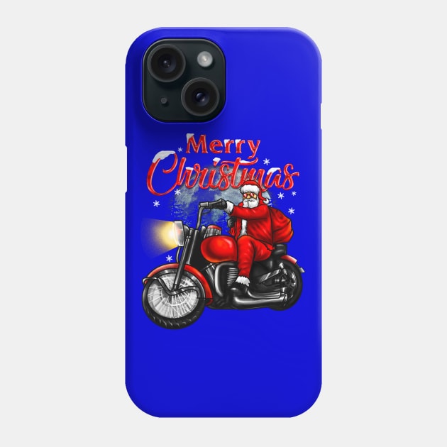 Merry Christmas Biker Santa Phone Case by AngelFlame