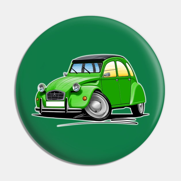 Citroen 2CV Green Classic Car Art Pin by y30man5
