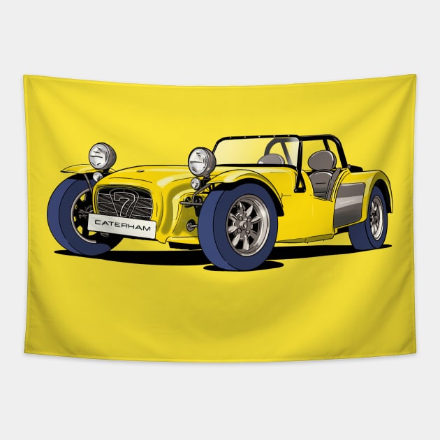 Yellow Caterham Seven Tapestry by Webazoot