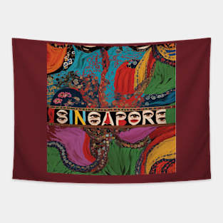 Singapore Hidden in Abstract Art Tshirt Tapestry