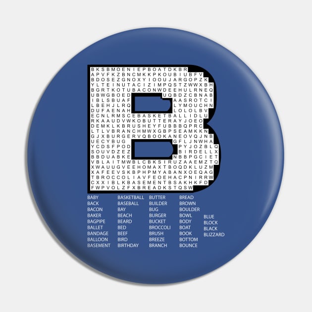 B Word Search Puzzle White Text Pin by Barthol Graphics