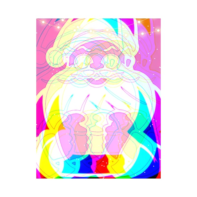 Psychedelic Trippy Xmas Neon Santa by FineArtMaster