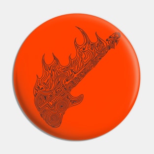 Flaming Bass Woodcut Pin