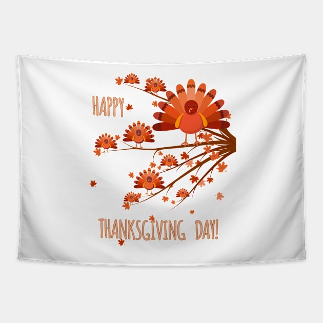 Happy Holiday - Thanksgiving Day Tapestry by KrasiStaleva