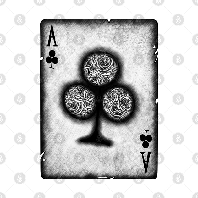 Ace of Clubs with Roses by DeneboArt