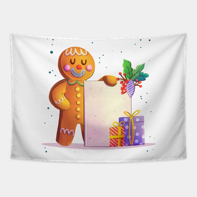 Gingerbread Cookie Gifts Tapestry by Mako Design 