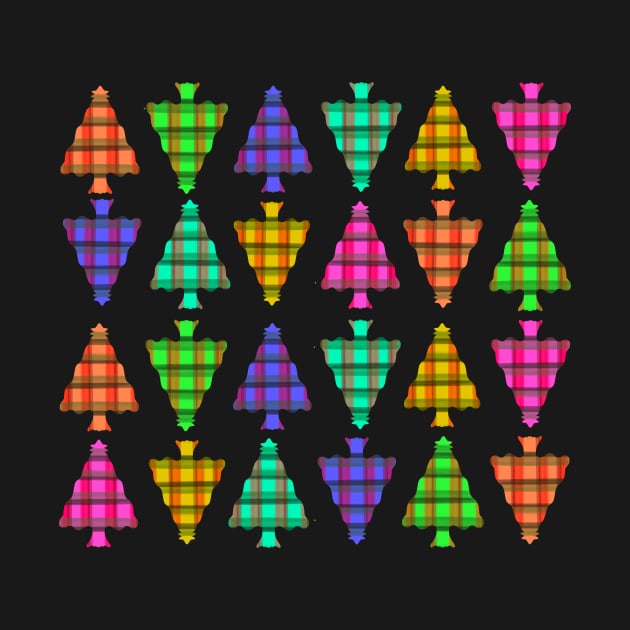 Neon Plaid Christmas Tree Pattern by RachWillz