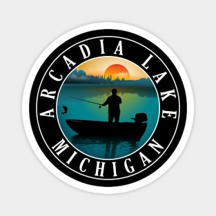 Arcadia Lake Fishing Michigan Sunset Magnet