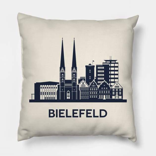 Bielefeld Skyline Emblem Pillow by yulia-rb