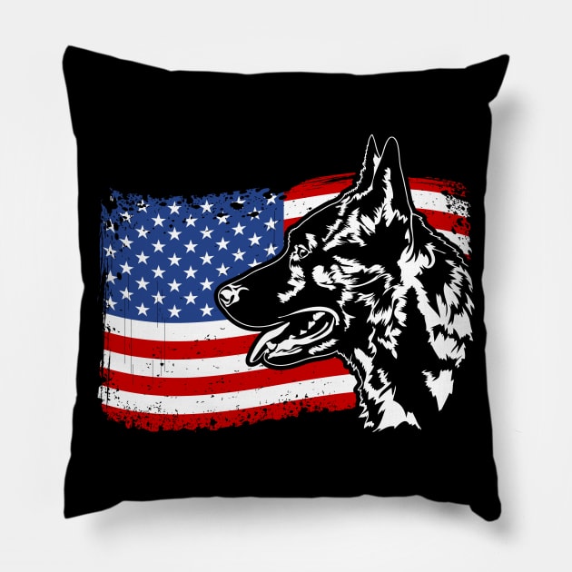 Dutch Shepherd American Flag patriotic dog Pillow by wilsigns