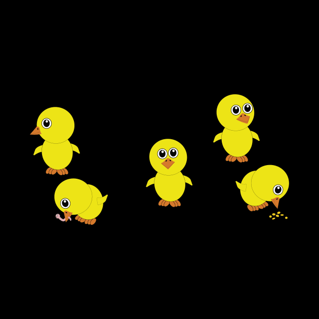 five yellow chicks, chicken by BK55