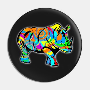 Colorful Rhino Pin