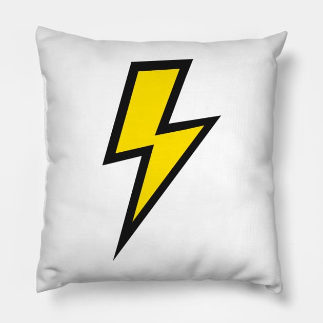 Yellow Lightning Bolt with Bold Black Outline Pillow by OneThreeSix