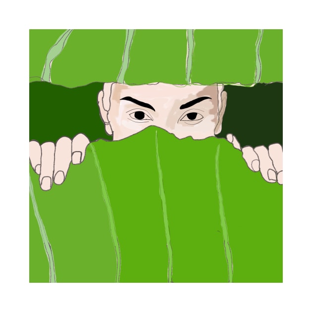 Man hiding behind the leaf by chrstdnl