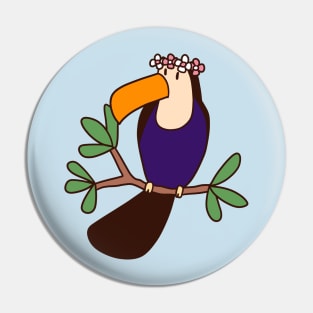 Flower Crown Toucan Pin