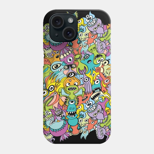 Aliens from every corner of the universe in an out of this world pattern design Phone Case by zooco