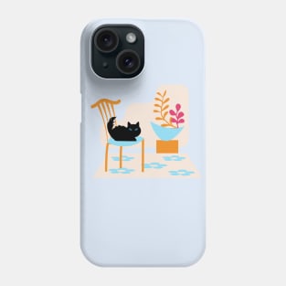 Cute Black Cat Chair Room 6 Phone Case