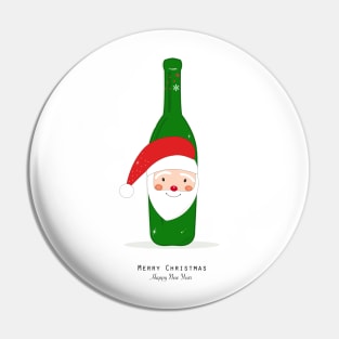 Santa claus and green bottle with christmas lights bulbs Pin