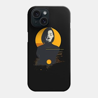 Bold Graphic Portrait Design of a Thoughtful Woman Phone Case