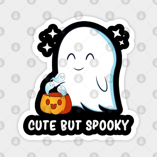 Cute But Spooky Kawaii Ghost Funny Halloween Humor Magnet by Graphic Monster