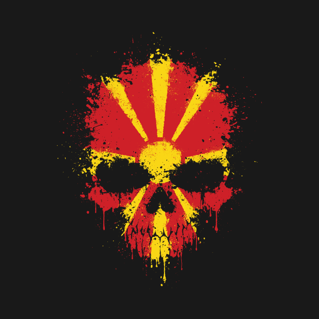 Chaotic Macedonian Flag Splatter Skull by jeffbartels