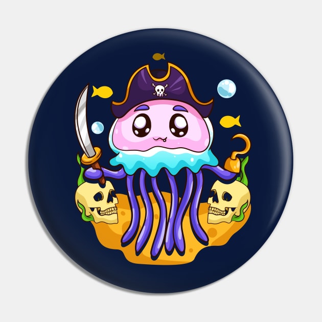 Jellyfish Pirate Party Day Pin by E