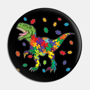 T-Rex Dinosaur Autism Awareness Puzzle Piece Pin