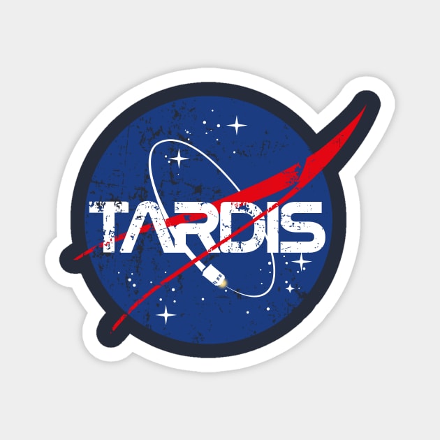 TARDIS NASA DISTRESSED VINTAGE LOGO Magnet by KARMADESIGNER T-SHIRT SHOP