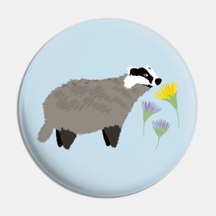 Badger and dandelions Pin