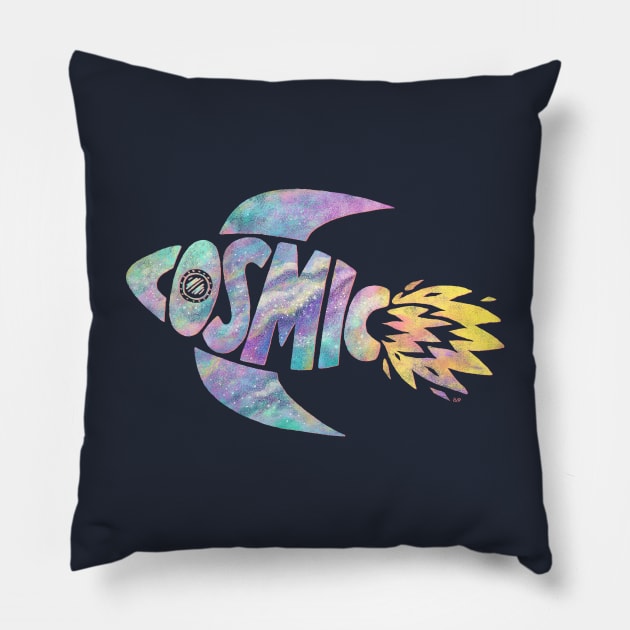 Cosmic Spaceship Pillow by lupi