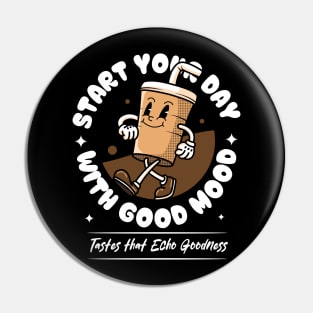 Cartoon Coffee Cup Mascot Pin