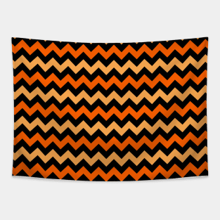 Black and Orange Zigzag Pattern Tapestry