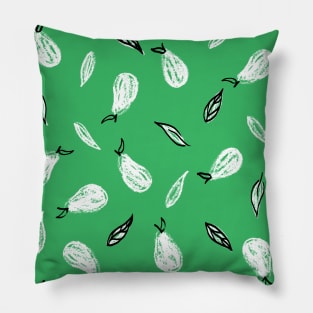 Kelly Green Leafy Pears Pillow