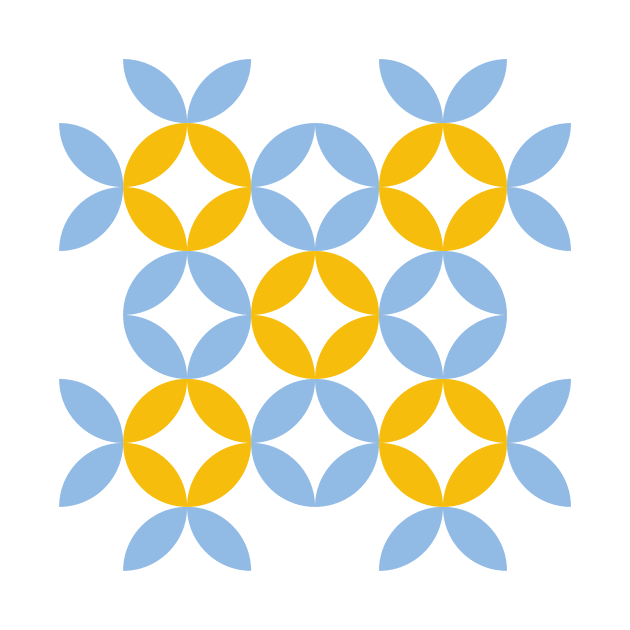 Light blue and yellow Eastern European folk art pattern by IngaDesign