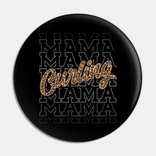 Curling Mama Leopard Print Curling Player Mom Pin